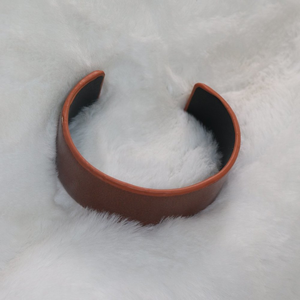 Camel Faux Leather Wide Cuff Bracelet